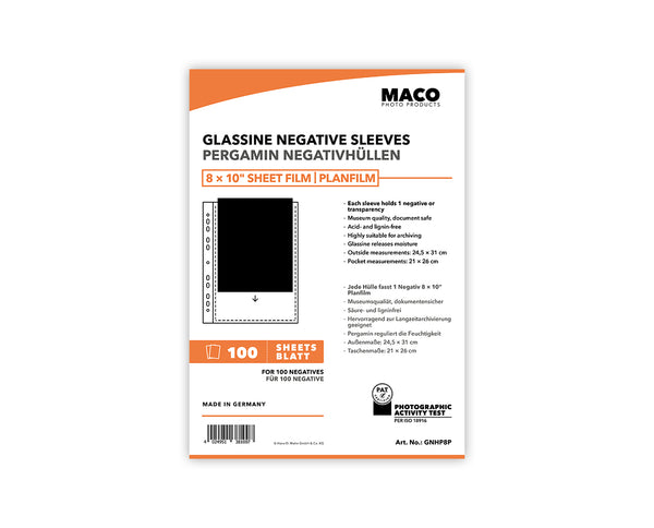 MACO 8x10 Glassine Negative Sleeves (100 Sheets)