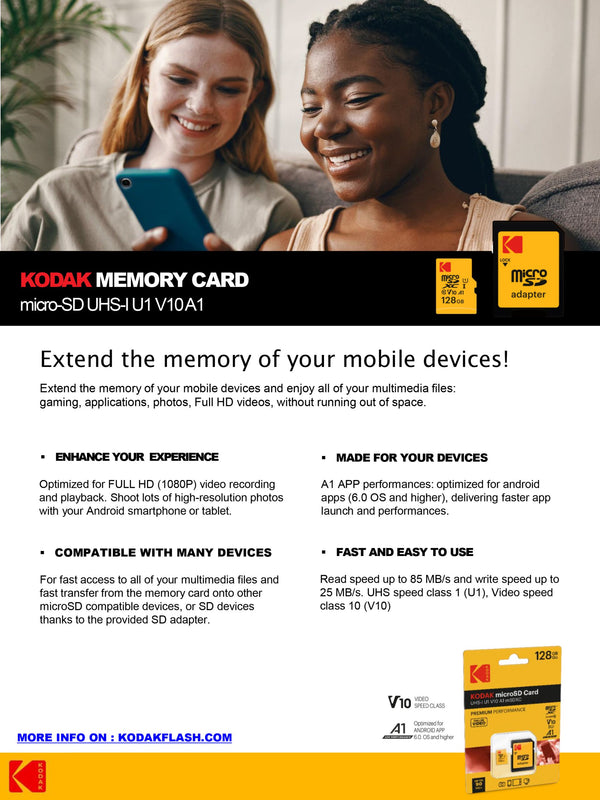 KODAK microSD 32GB Premium Performance Class 10 UHS-I U1 V10 A1